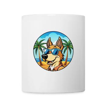 Cimarron Uruguayo Dog Breed Cartoon Sunglass Beach - Mug - white - Front