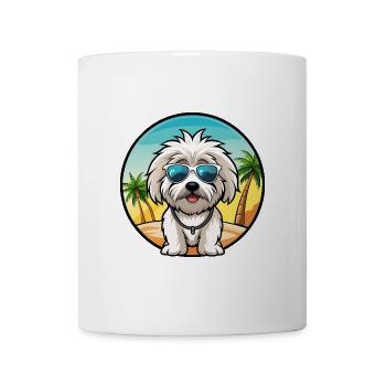 Coton De Tulear Hunderasse Cartoon Sonnenbrille Strand - Tasse - Weiß - Vorne