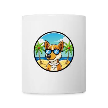 Lunettes de soleil danoises suédoises de race de chien de ferme de dessin animé - Mug blanc - blanc - Devant