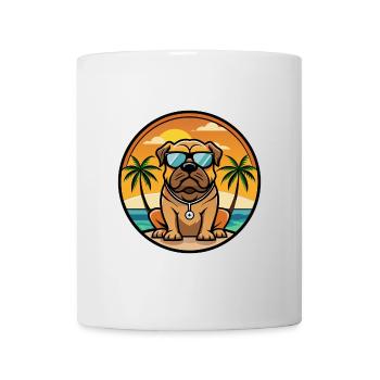 Bullmastiff Chien Race Dessin Animé Lunettes De Soleil Plage - Mug blanc - blanc - Devant