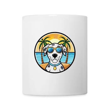 Chien Dalmatien Race Dessin Animé Lunettes De Soleil Plage - Mug blanc - blanc - Devant