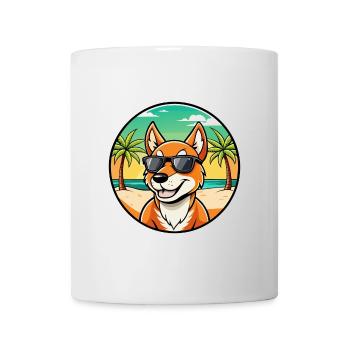 Dingo Hund Rasse Cartoon Sonnenbrille Strand - Tasse - Weiß - Vorne