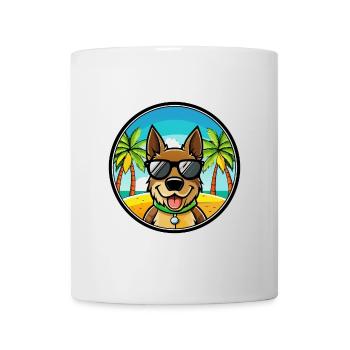 Deutsche Bracke Hunderasse Cartoon Sonnenbrille Strand - Tasse - Weiß - Vorne