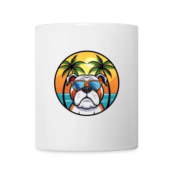 Bouledogue anglais race dessin animé lunettes de soleil plage - Mug blanc - blanc - Devant