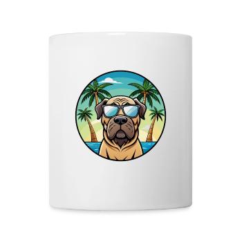 Englische Dogge Hund Rasse Cartoon Sonnenbrille Strand - Tasse - Weiß - Vorne