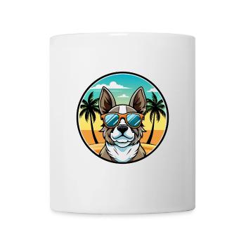 French Spaniel Dog Breed Cartoon Sunglasses Beach - Mug - white - Front