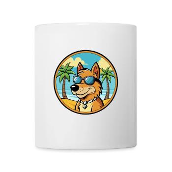 Frisian Pointing Dog Breed Cartoon Sunglass Beach - Mug - white - Front