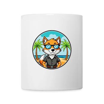 English Foxhound Dog Breed Cartoon Sunglass Beach - Mug - white - Front