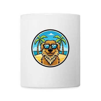 Friesische Wasserhundrasse Cartoon Sonnenbrille Strand - Tasse - Weiß - Vorne