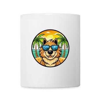 Estrela Mountain Dog Breed Cartoon Sunglass Beach - Mug - white - Front