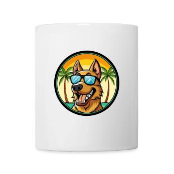 Deutscher Windhund Rasse Cartoon Sonnenbrille Strand - Tasse - Weiß - Vorne