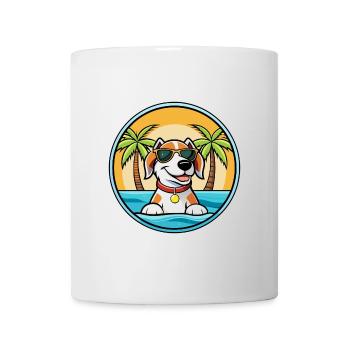 Estnischer Windhund Rasse Cartoon Sonnenbrille Strand - Tasse - Weiß - Vorne