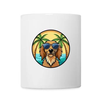 Field Spaniel Hund Rasse Cartoon Sonnenbrille Strand - Tasse - Weiß - Vorne