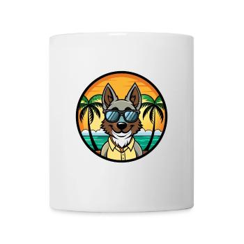 Georgischer Schäferhund Hunderasse Cartoon Sonnenbrille Strand - Tasse - Weiß - Vorne