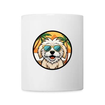 Havenese Chien Race Dessin Animé Lunettes De Soleil Plage - Mug blanc - blanc - Devant
