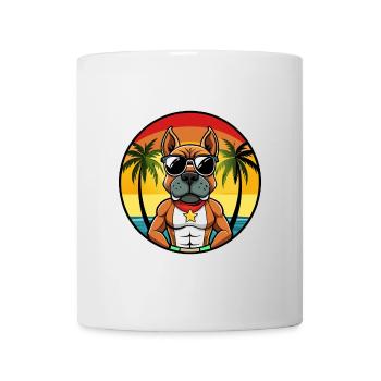 Deutscher Boxer Hund Rasse Cartoon Sonnenbrille Strand - Tasse - Weiß - Vorne