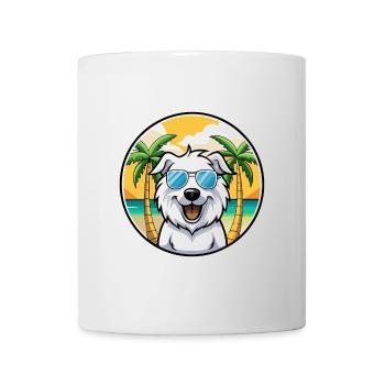 Great Pyrenees Dog Breed Cartoon Sunglasses Beach - Mug - white - Front