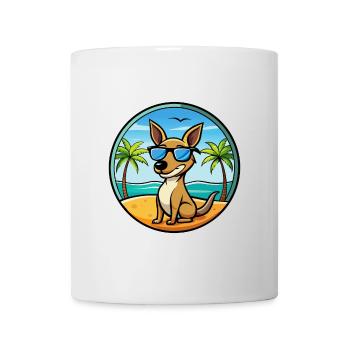 Kangaroo Dog Breed Cartoon Sunglasses Beach - Mug - white - Front