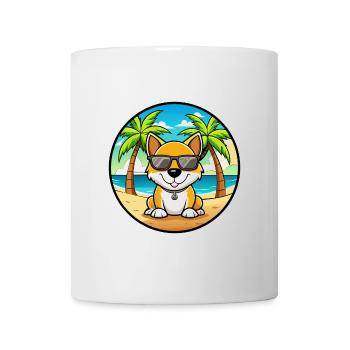 Lunettes de soleil de dessin animé de race de chien Kintamani Beach - Mug blanc - blanc - Devant