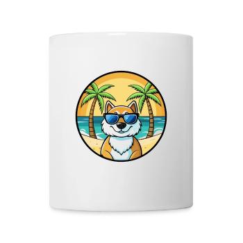 Lunettes de soleil de dessin animé de race de chien du Groenland plage - Mug blanc - blanc - Devant