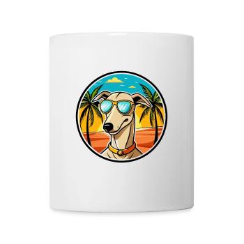 Greyhound Chien Race Dessin Animé Lunettes De Soleil Plage - Mug blanc - blanc - Devant