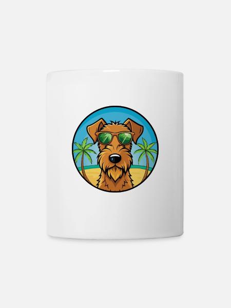 Irish Terrier Chien Race Dessin Animé Lunettes De Soleil Plage - Mug blanc - blanc