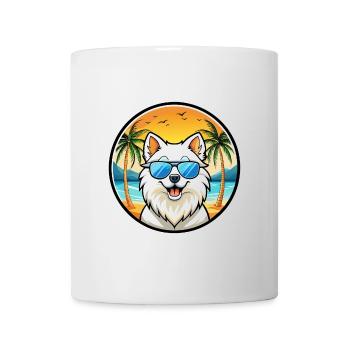 Lunettes de soleil de dessin animé de race de chien Spitz japonais plage - Mug blanc - blanc - Devant