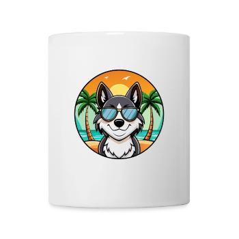 Karelian Bear Dog Breed Cartoon Sunglasses Beach - Mug - white - Front