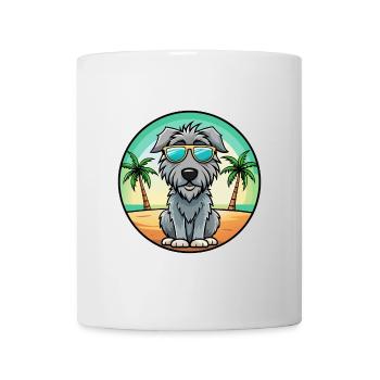 Irischer Wolfshund Hunderasse Cartoon Sonnenbrille Strand - Tasse - Weiß - Vorne