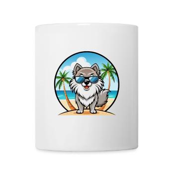 Keeshond Dog Breed Cartoon Sunglasses Beach - Mug - white - Front