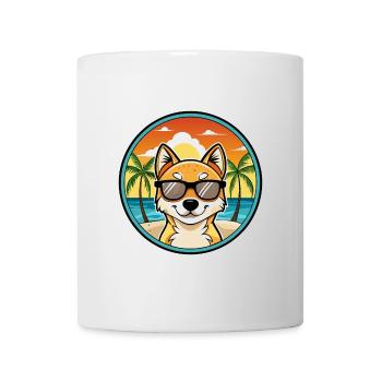 Kishu Ken Hunderasse Cartoon Sonnenbrille Strand - Tasse - Weiß - Vorne