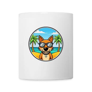 Lettischer Jagdhund Rasse Cartoon Sonnenbrille Strand - Tasse - Weiß - Vorne