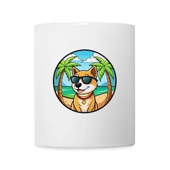 Laufhund Hunderasse Cartoon Sonnenbrille Strand - Tasse - Weiß - Vorne