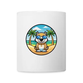 Milieu Asiatique Ovtcharka Chien Race Dessin Animé Plage - Mug blanc - blanc - Devant