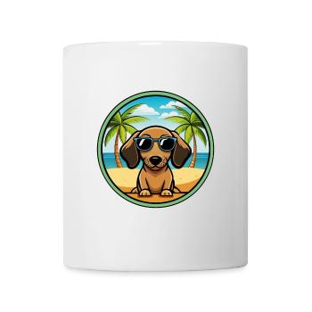 Miniatur Dackel Hund Rasse Cartoon Sonnenbrille - Tasse - Weiß - Vorne
