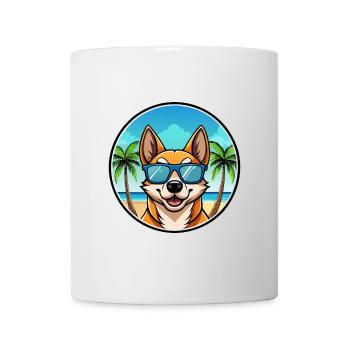Lundehund Chien Race Dessin Animé Lunettes De Soleil Plage - Mug blanc - blanc - Devant