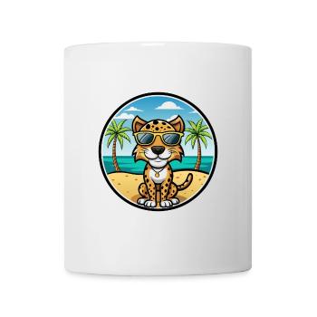 Léopard Chien Race Chien Dessin Animé Lunettes De Soleil Plage - Mug blanc - blanc - Devant