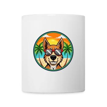Chien de chasse lituanien race dessin animé lunettes de soleil plage - Mug blanc - blanc - Devant
