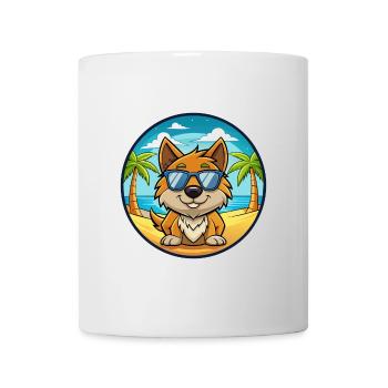 Kanni Chien Race Dessin Animé Lunettes De Soleil Plage - Mug blanc - blanc - Devant
