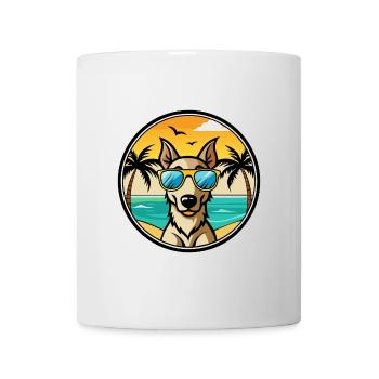 Lurcher Hund Rasse Cartoon Sonnenbrille Strand - Tasse - Weiß - Vorne