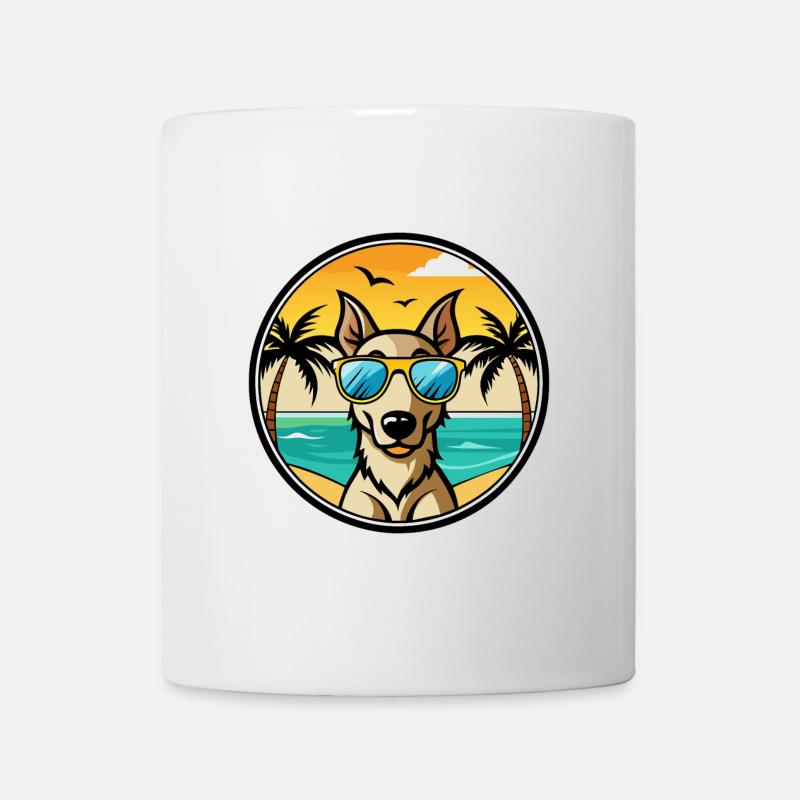 Lurcher Dog Breed Cartoon Sunglasses Beach - Mug - white