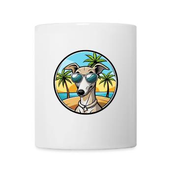 Lévrier italien race chien dessin animé lunettes de soleil plage - Mug blanc - blanc - Devant