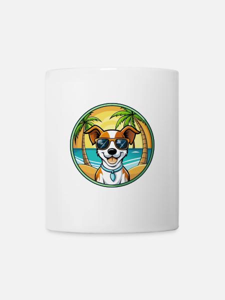 Jack Russell Terrier Chien Race Dessin Animé Lunettes de Soleil - Mug blanc - blanc
