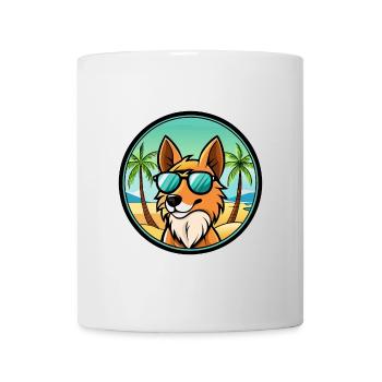 Mudi Hunderasse Cartoon Sonnenbrille Strand - Tasse - Weiß - Vorne