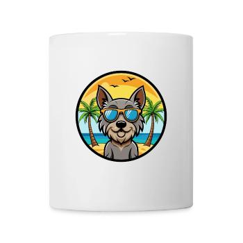 Mittelschnauze Hunderasse Cartoon Sonnenbrille Strand - Tasse - Weiß - Vorne