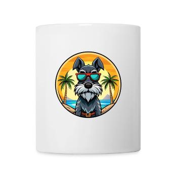 Mittelschnauzer Hunderasse Cartoon Sonnenbrille Strand - Tasse - Weiß - Vorne