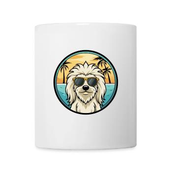 Komondor Chien Race Dessin Animé Lunettes de Soleil Plage - Mug blanc - blanc - Devant