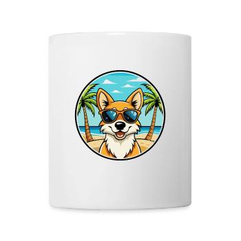 Neuguinea Singende Hunderasse Cartoon Sonnenbrille - Tasse - Weiß - Vorne