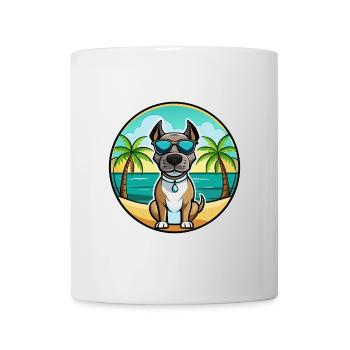 Deutsche Dogge Hunderasse Cartoon Sonnenbrille Strand - Tasse - Weiß - Vorne