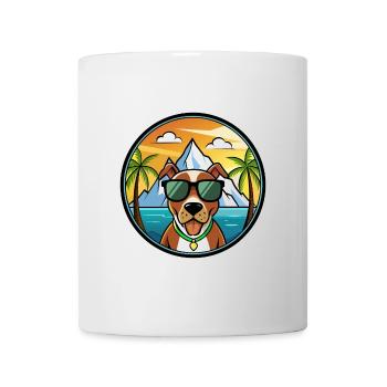 Mountain Cur Hund Rasse Cartoon Sonnenbrille Strand - Tasse - Weiß - Vorne